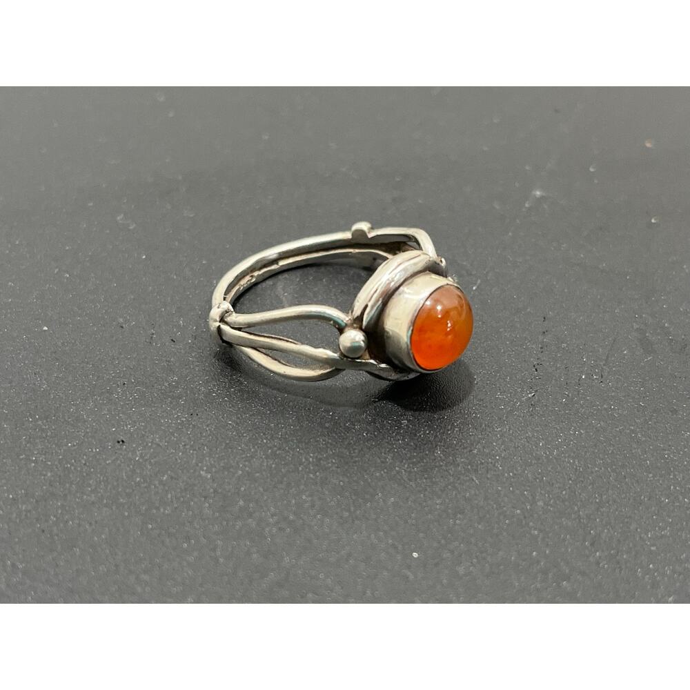 Carnelian or Amber on Sterling Silver Ring